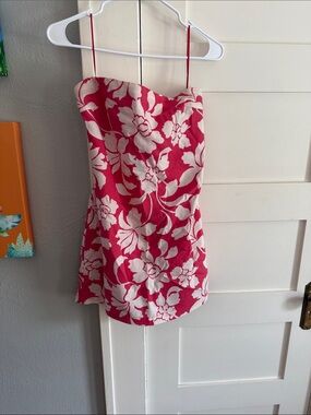 Altar'd State Pink & White Floral Strapless Sundress